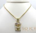 10k two tone gold caged back jesus face pendant 