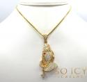 14k yellow gold vs diamond praying hands hanging cross pendant
