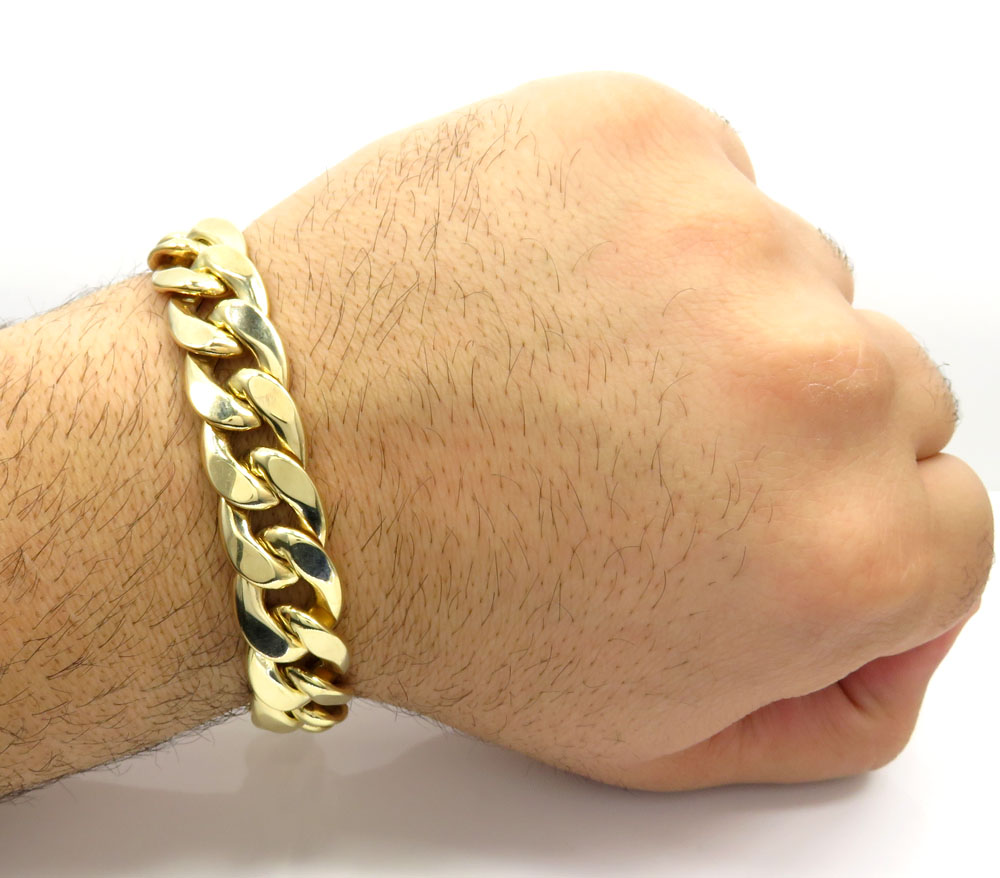 10k yellow gold hollow cuban bracelet 9 inch 15.50mm - Image 4