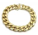 10k yellow gold hollow cuban bracelet 9 inch 15.50mm