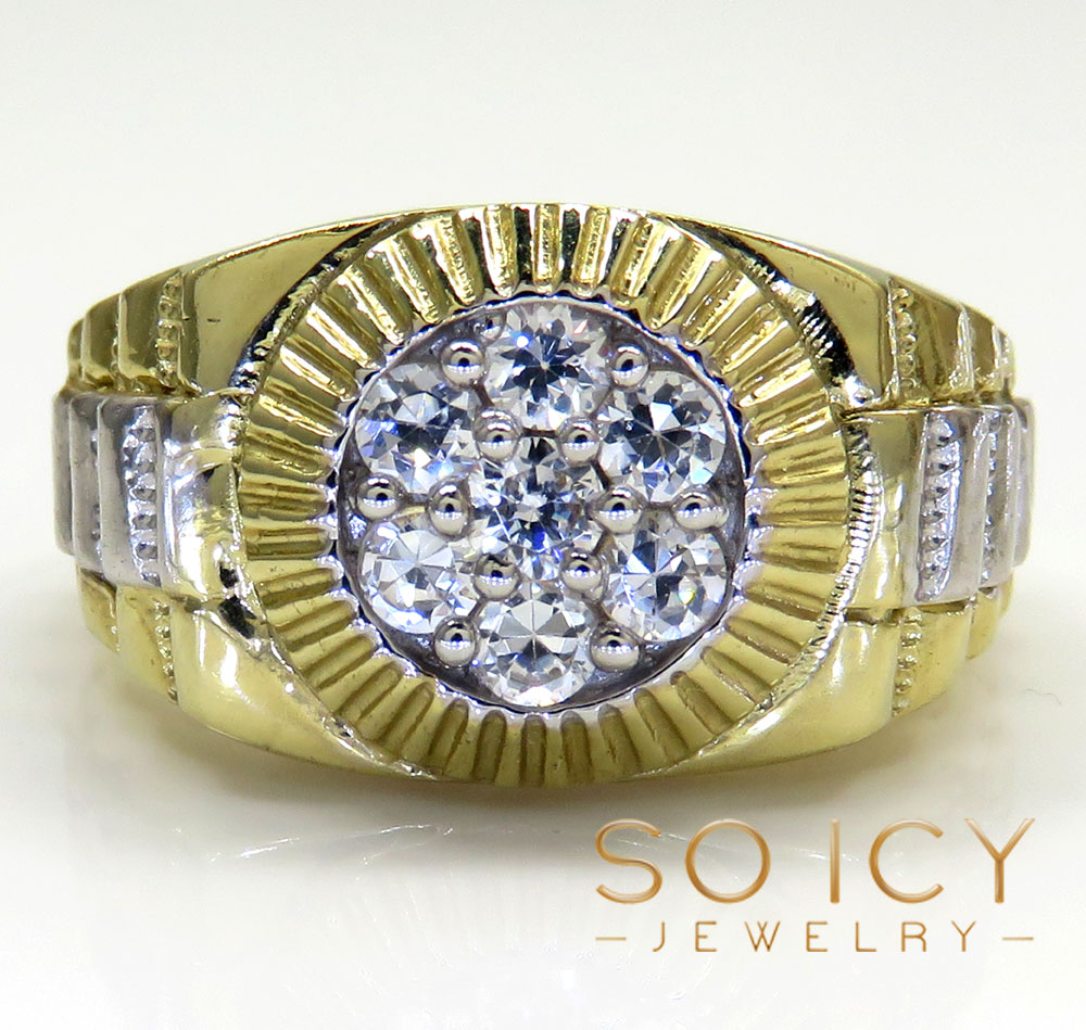 14k two tone cz large  presidential ring 0.55ct