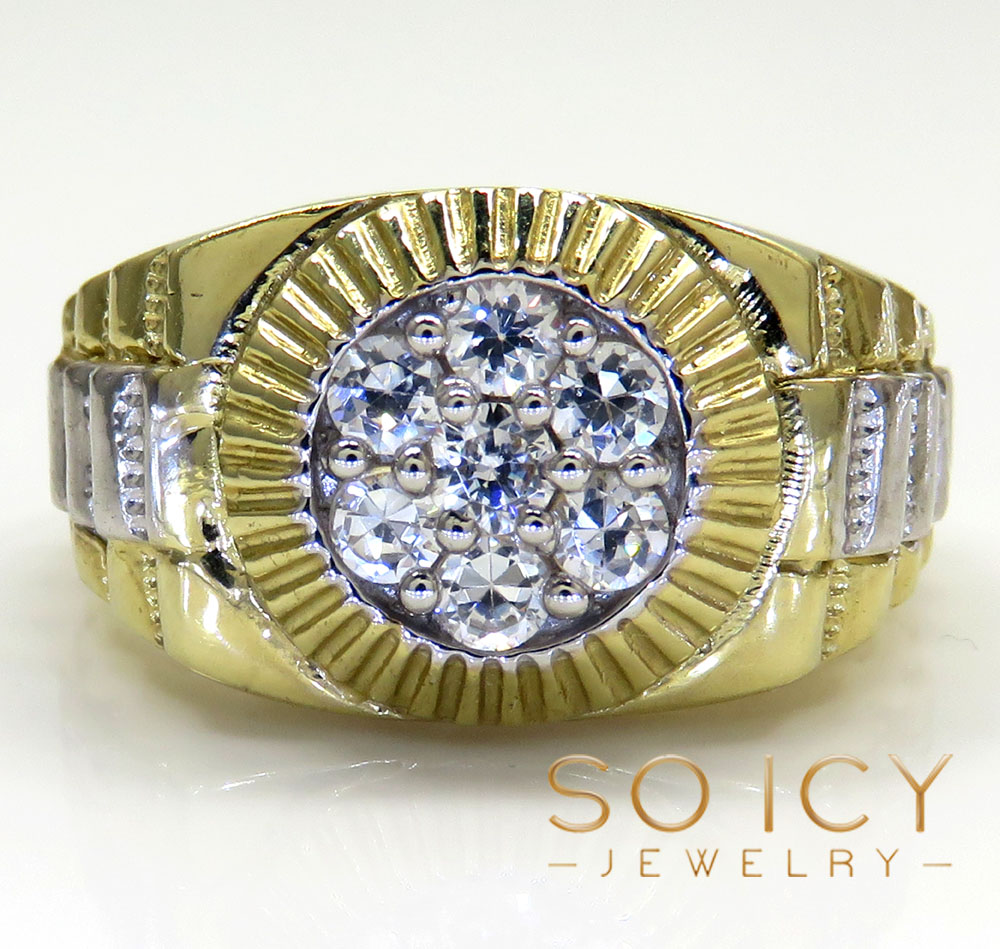 14k two tone cz large presidential ring 0.55ct - Image 2