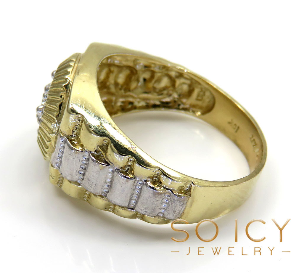 14k two tone cz large  presidential ring 0.55ct