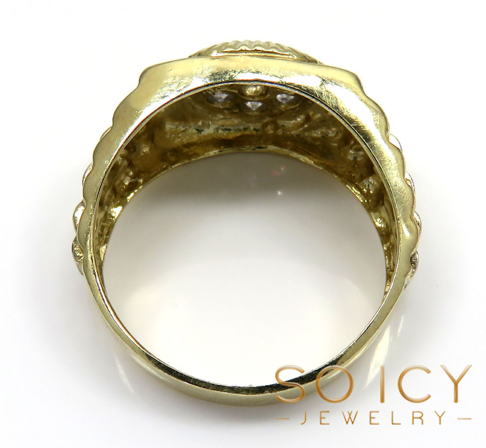 14k two tone cz large  presidential ring 0.55ct