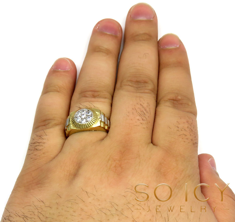 14k two tone cz large  presidential ring 0.55ct