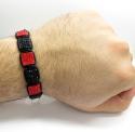 Red and black rhinestone macramé square bead rope bracelet 11.00ct