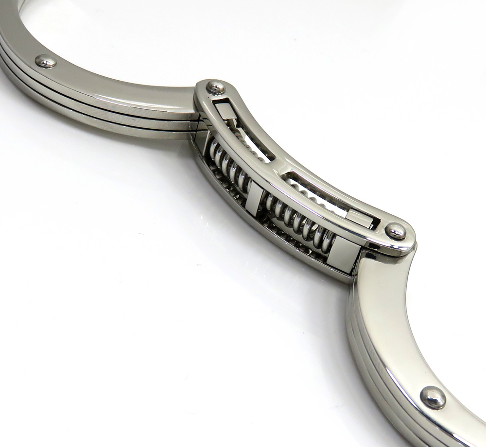 White stainless steel handcuff bracelet 