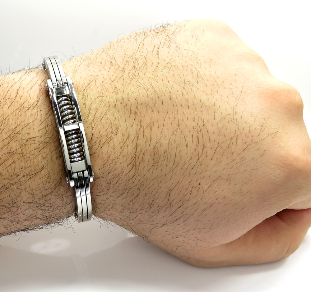 White stainless steel handcuff bracelet 