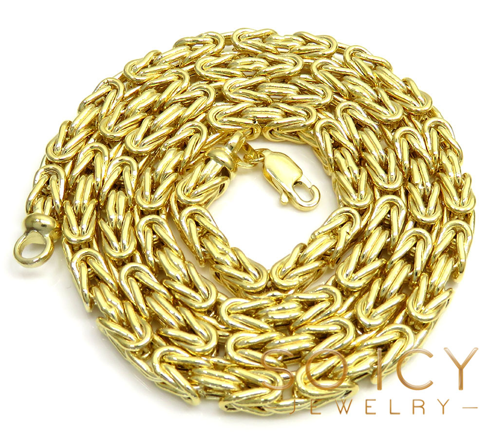10k yellow gold byzantine chain 20-22inch 4mm - Image 2