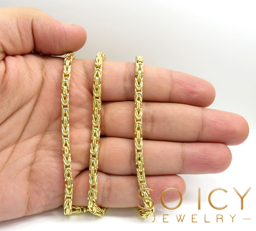 10k yellow gold byzantine chain 20-22inch 4mm