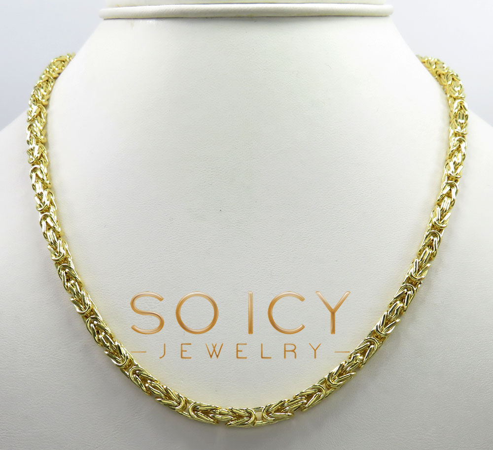 10k yellow gold byzantine chain 20-22inch 4mm - Image 6