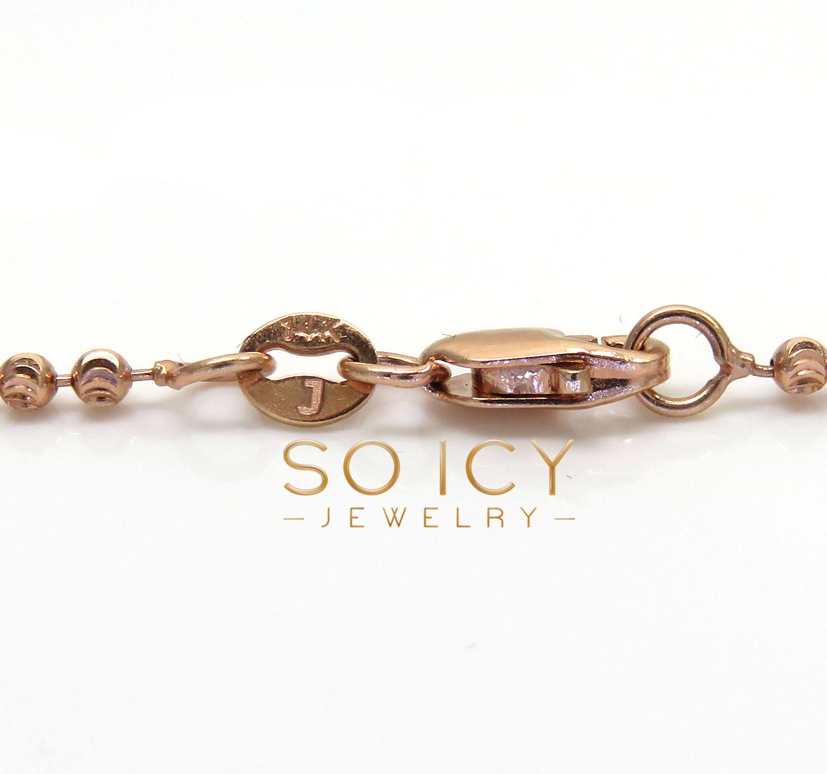 14k rose gold diamond cut skinny bead chain 1.8mm 26-32