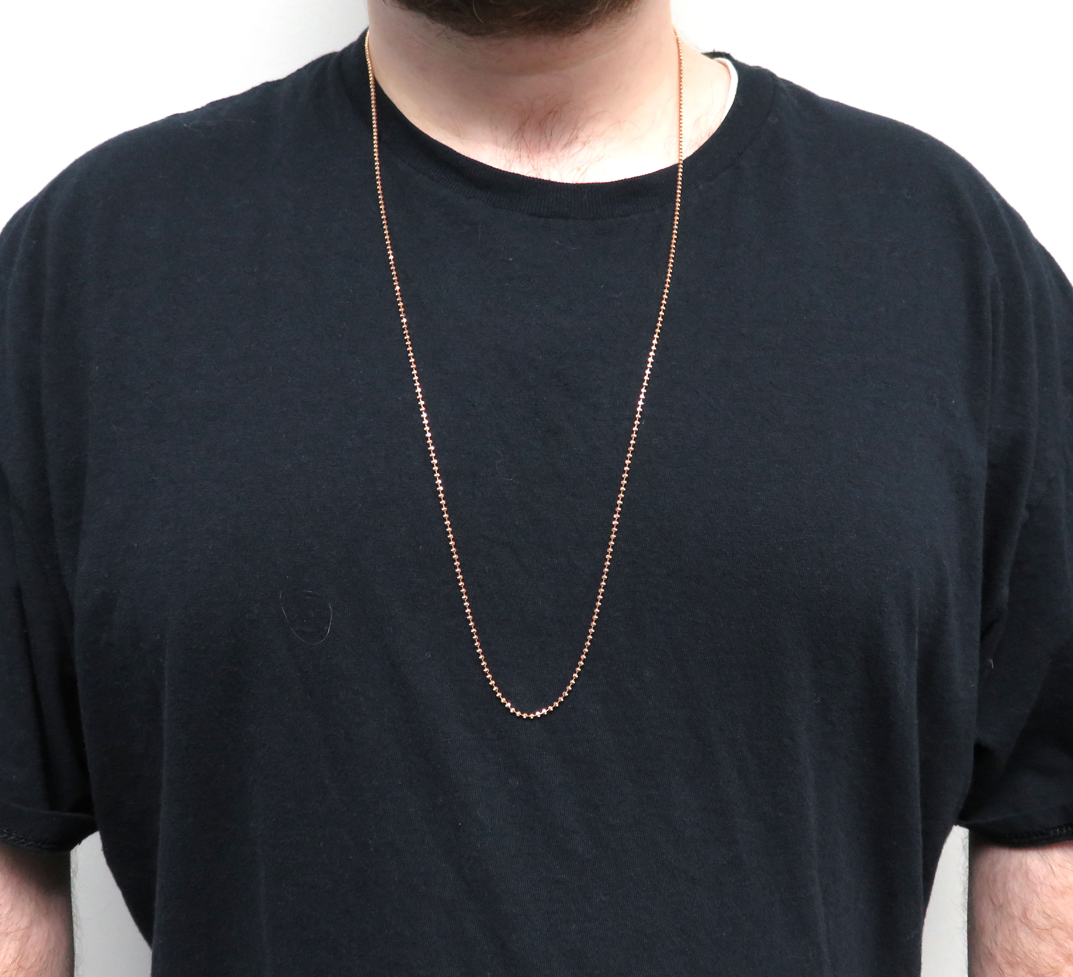 14k rose gold diamond cut skinny bead chain 1.8mm 26-32