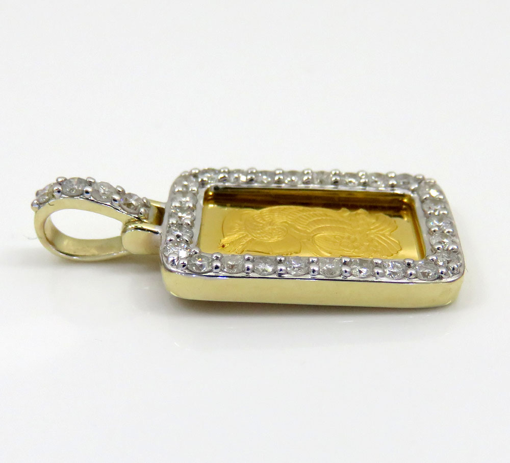Suisse 24k gold mini bar diamond pendant 0.70ct 