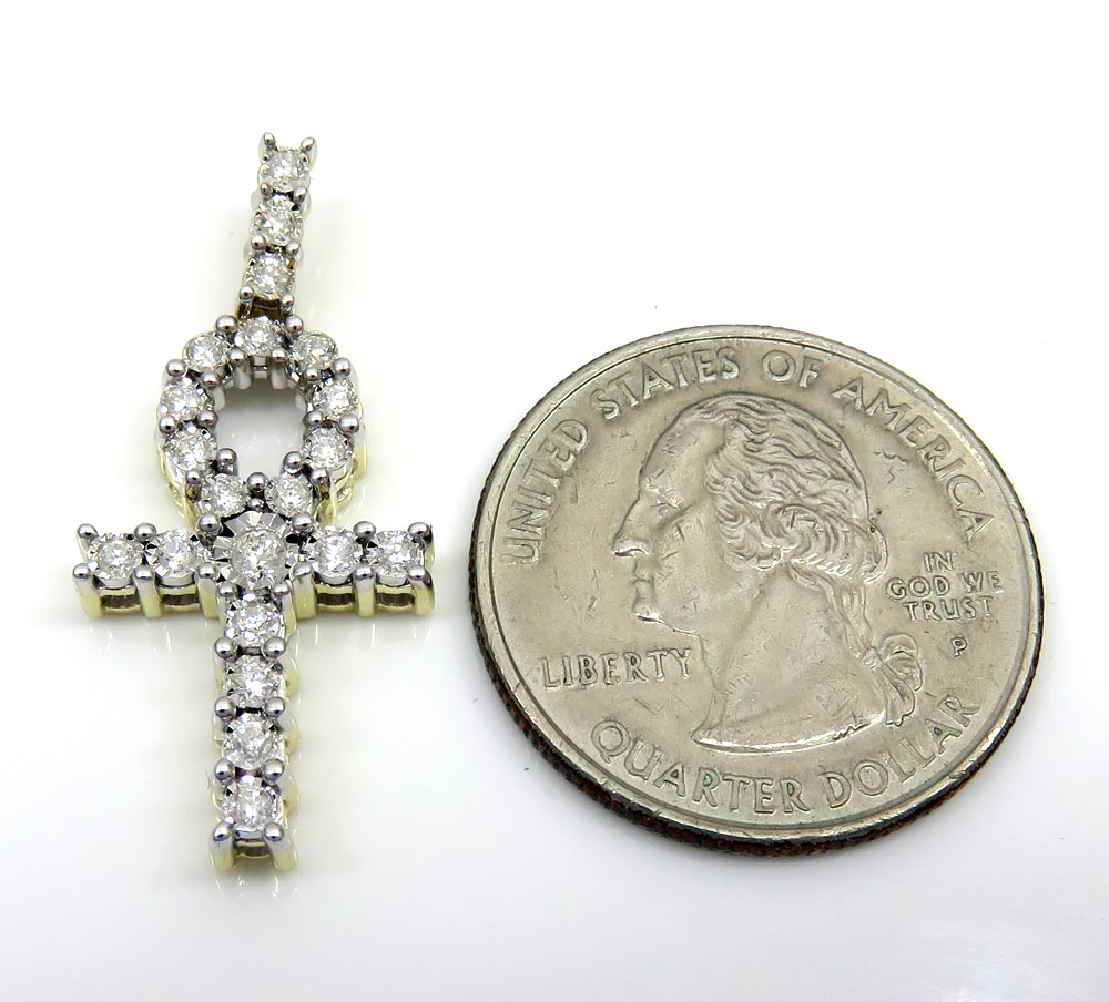 10k yellow gold diamond ankh cross 0.37ct - Image 2