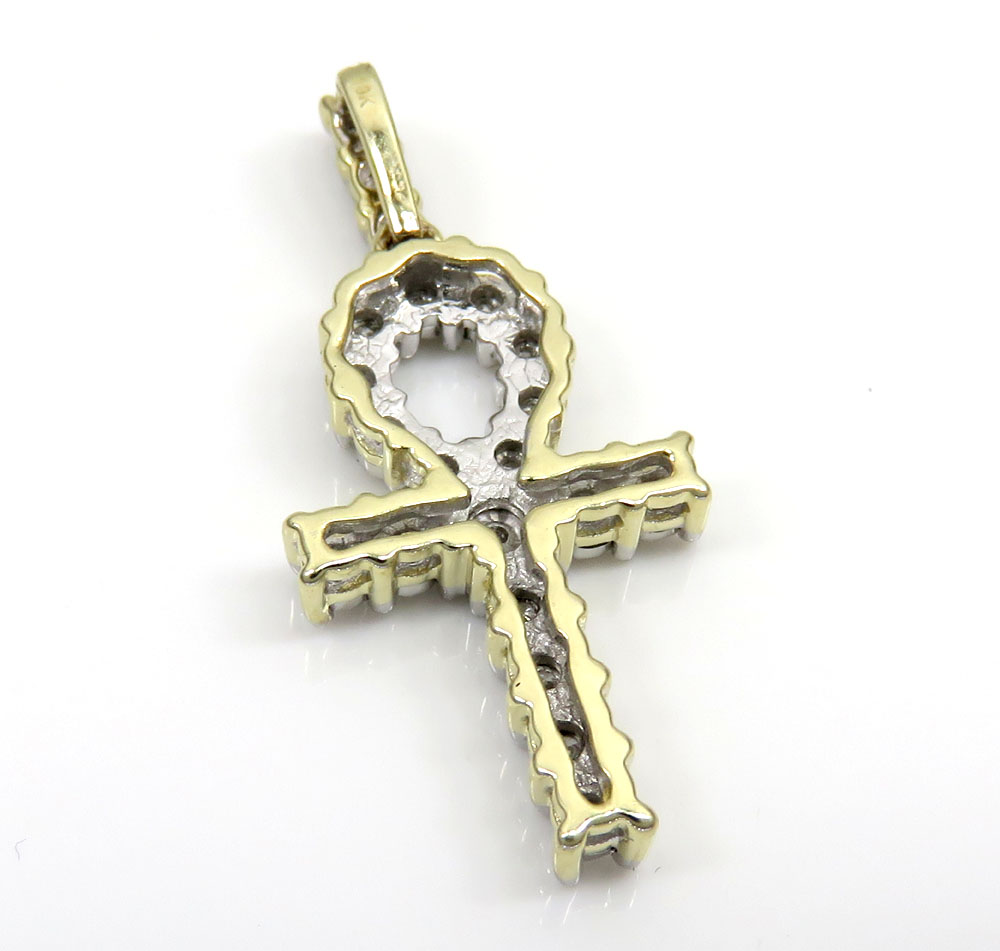 10k yellow gold diamond ankh cross 0.37ct
