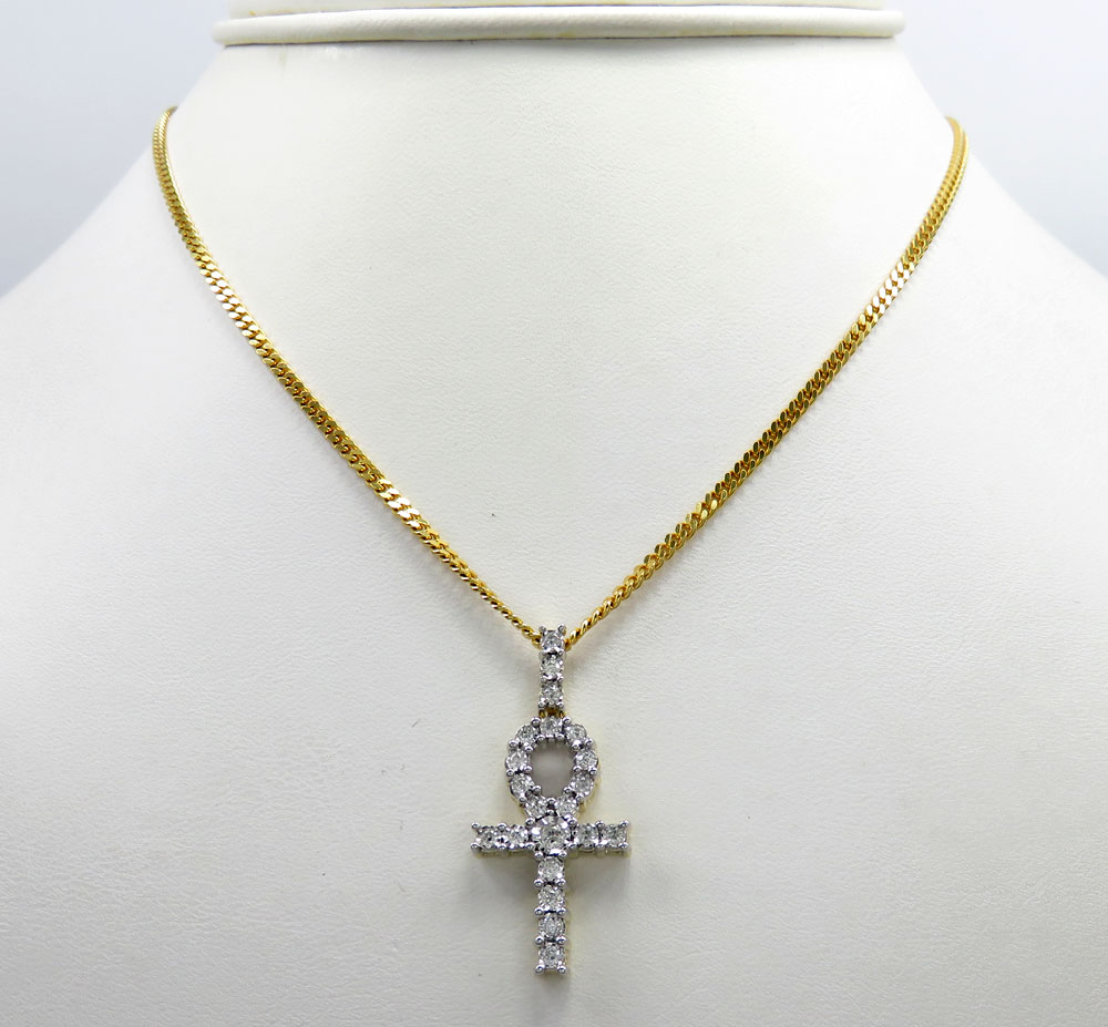 10k yellow gold diamond ankh cross 0.37ct