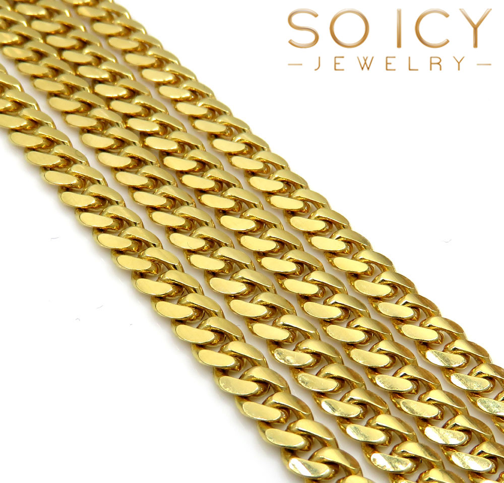 10k yellow gold solid tight link miami chain 32 inch 4.50mm