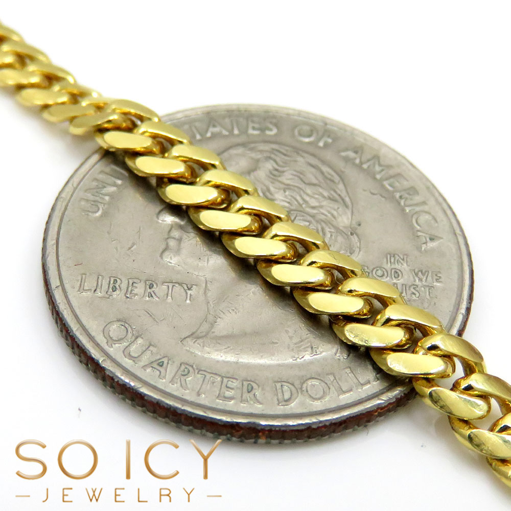 10k yellow gold solid tight link miami chain 32 inch 4.50mm