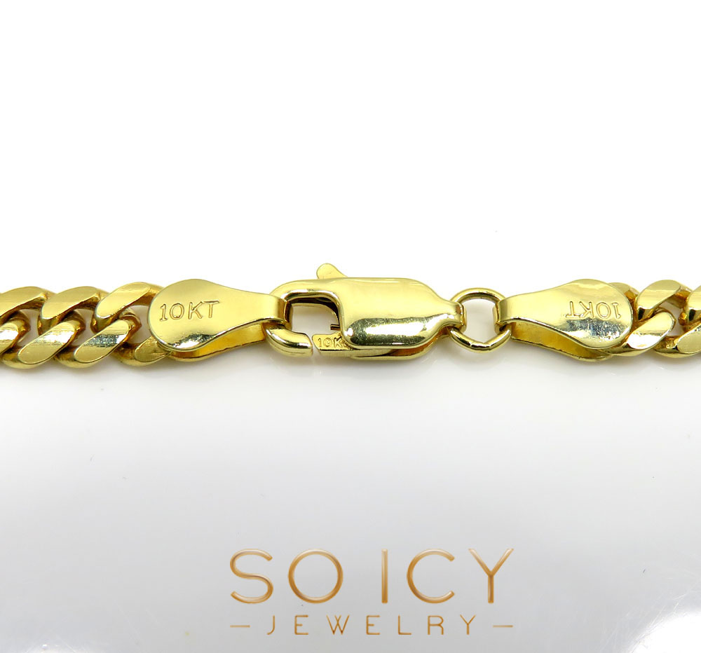 10k yellow gold solid tight link miami chain 32 inch 4.50mm