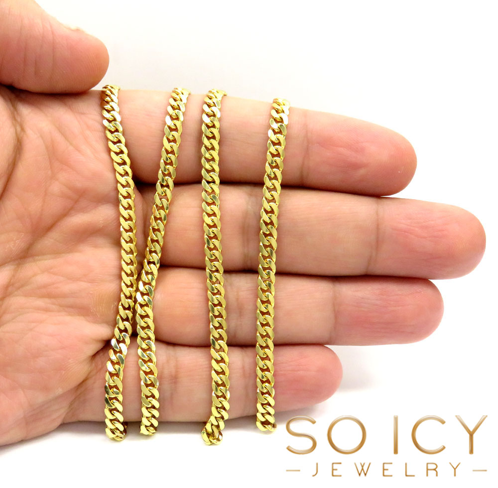 10k yellow gold solid tight link miami chain 32 inch 4.50mm