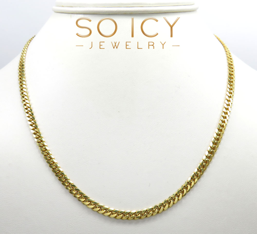 10k yellow gold solid tight link miami chain 32 inch 4.50mm