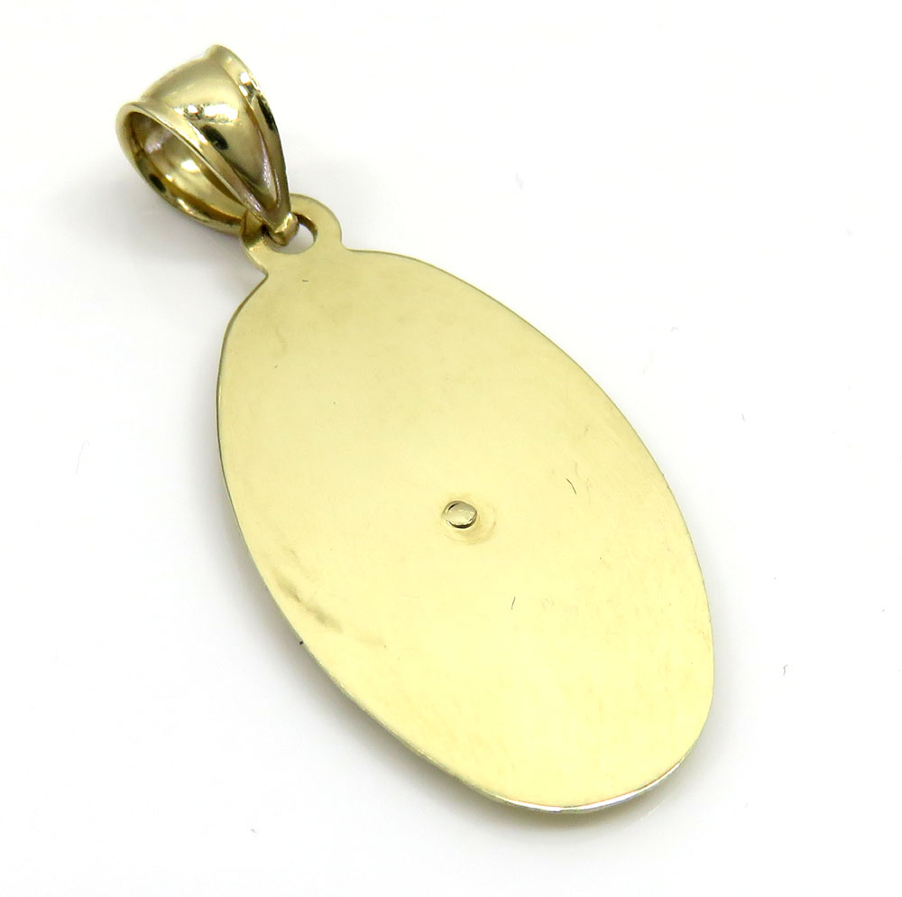 14k yellow gold virgin mary oval pendant 