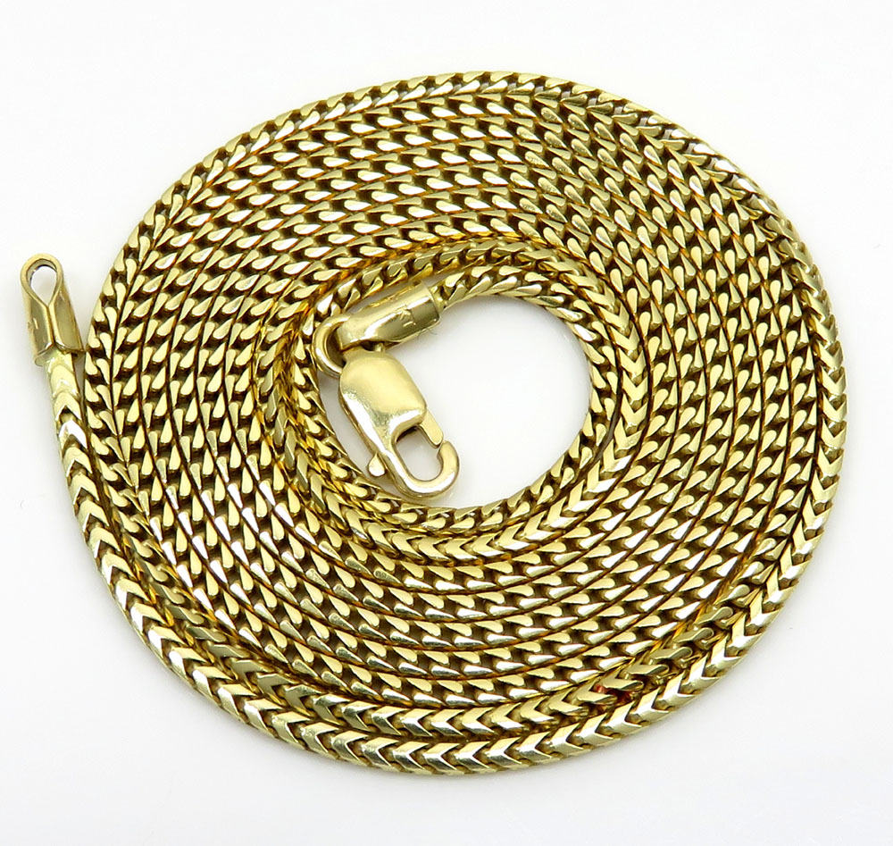 14k Solid Yellow Gold Solid Skinny Franco Chain 16-28 Inch 1.4mm