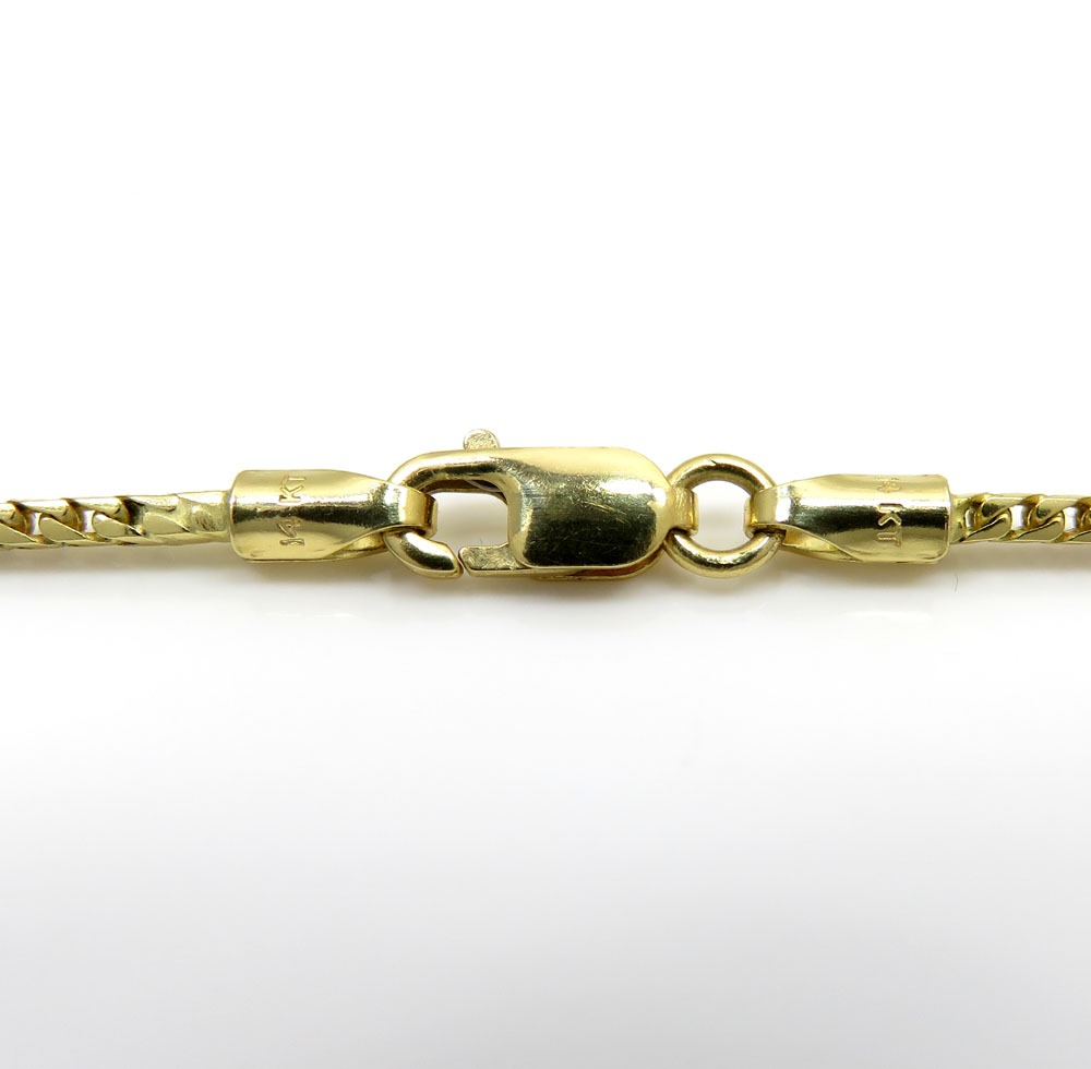 14k solid yellow gold solid skinny franco chain 16-24 inch 1.4mm 