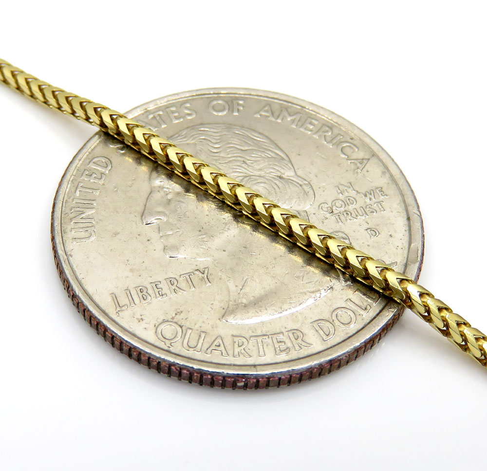 14k solid yellow gold solid skinny franco chain 16-24 inch 1.4mm 