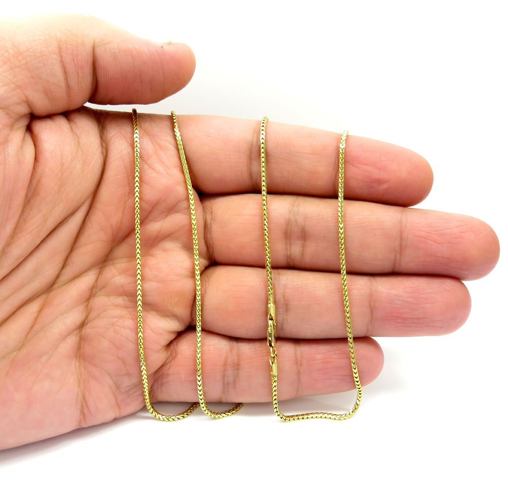 14k solid yellow gold solid skinny franco chain 16-24 inch 1.4mm  - Image 5
