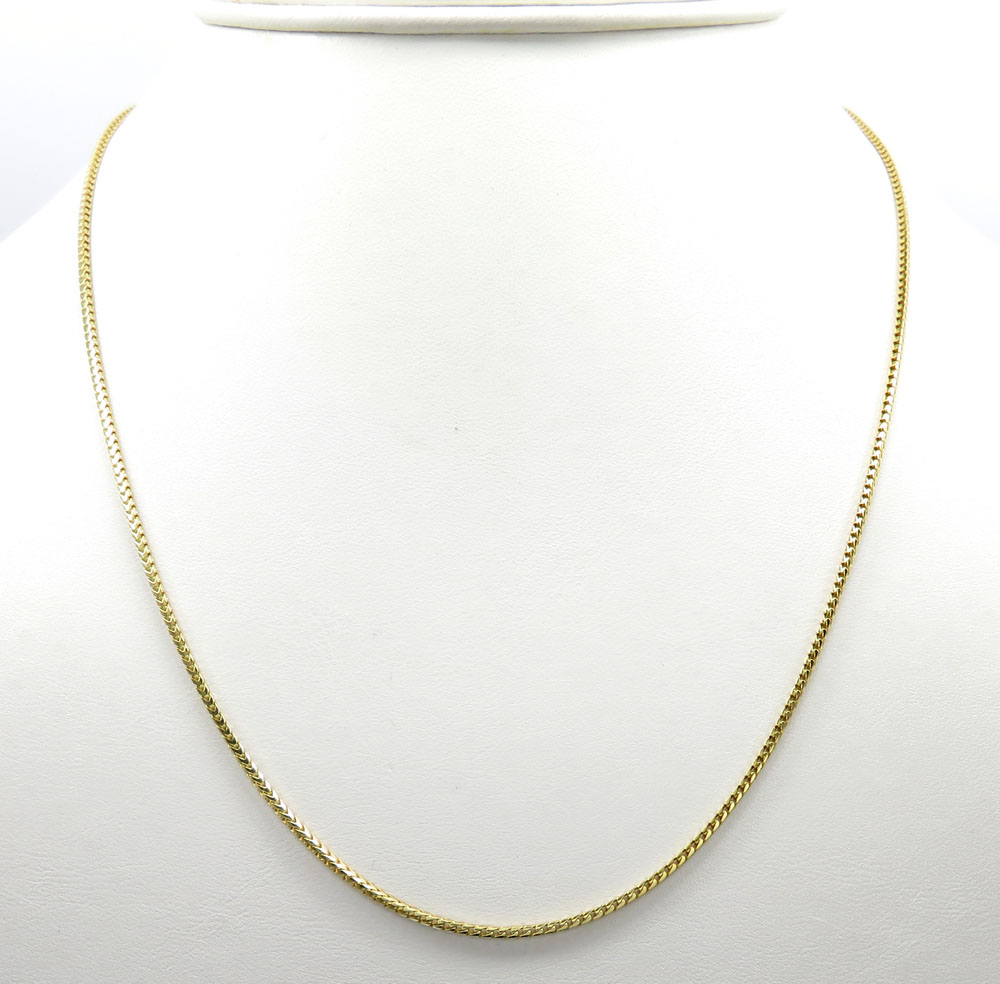 14k solid yellow gold solid skinny franco chain 16-24 inch 1.4mm 