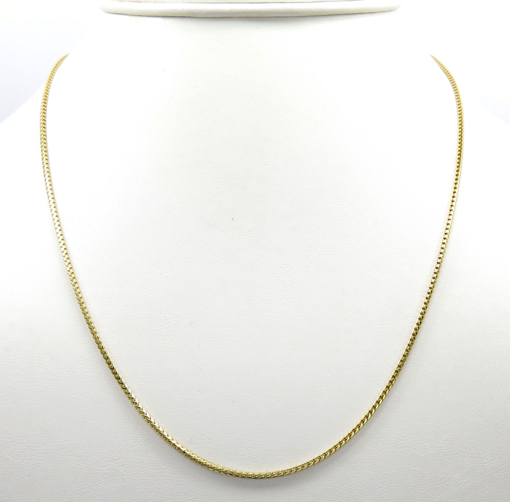 14k solid yellow gold solid skinny franco chain 16-28 inch 1.4mm 