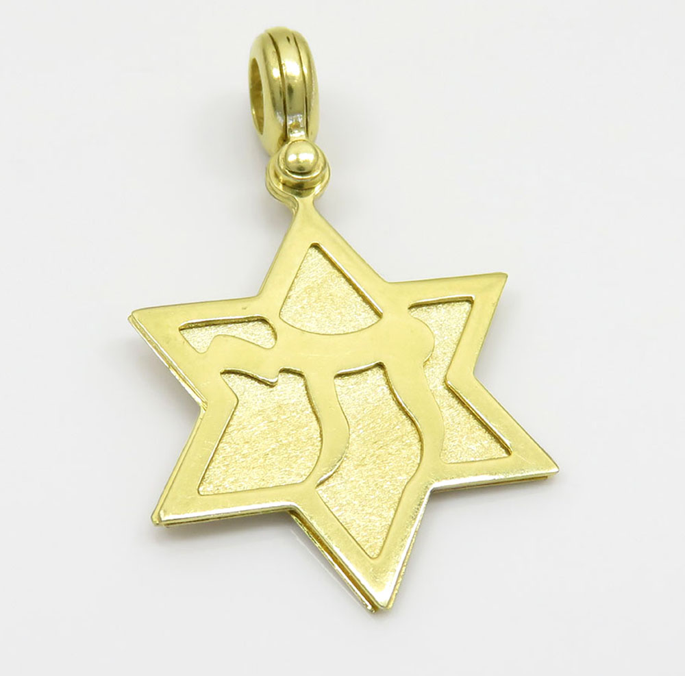 14k yellow gold three in one jewish star of david pendant 