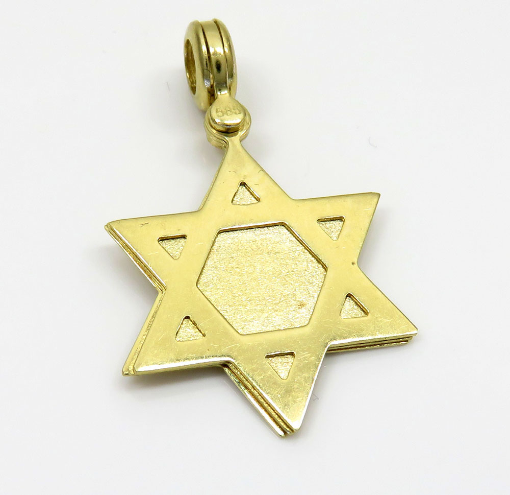 14k yellow gold three in one jewish star of david pendant - Image 3