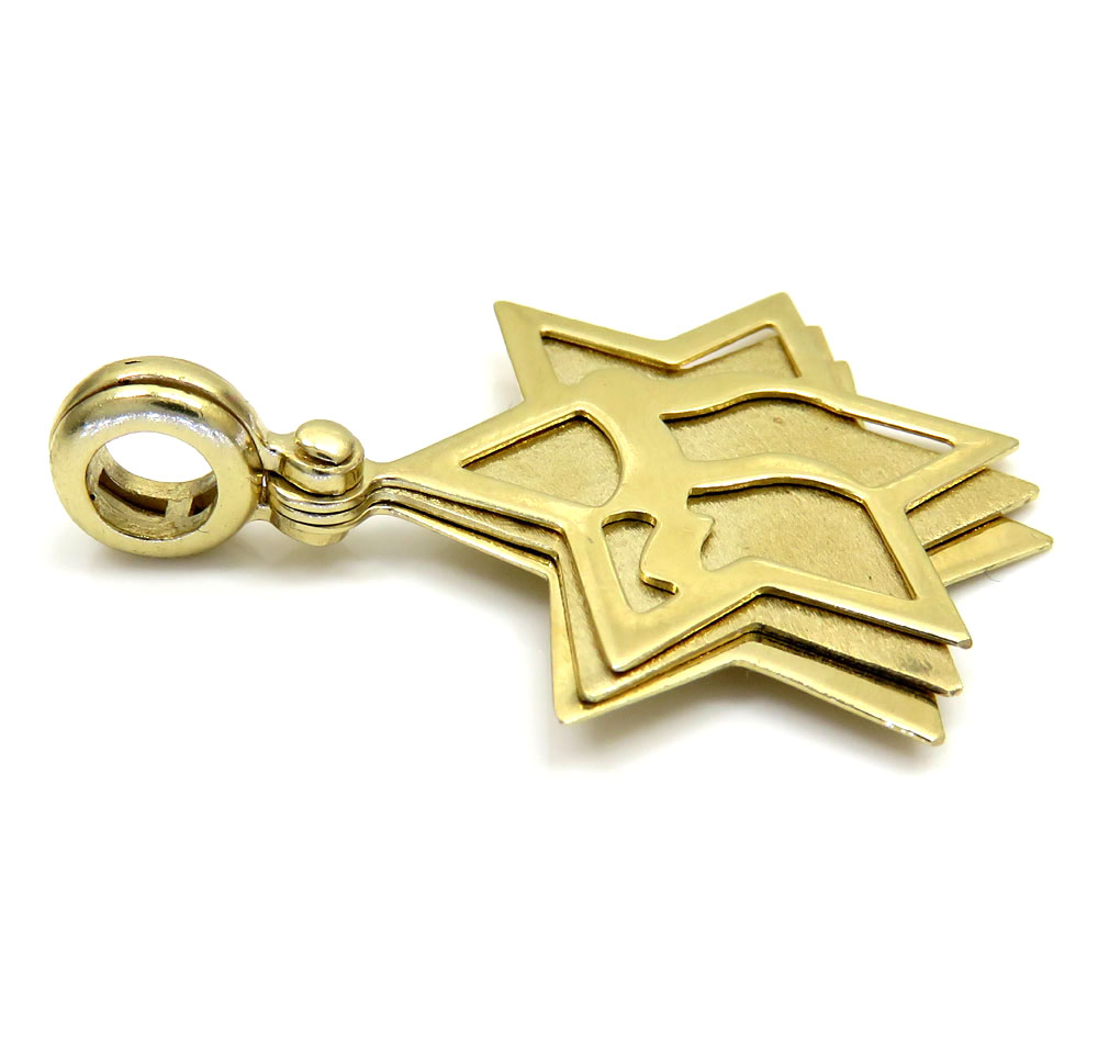14k yellow gold three in one jewish star of david pendant - Image 5