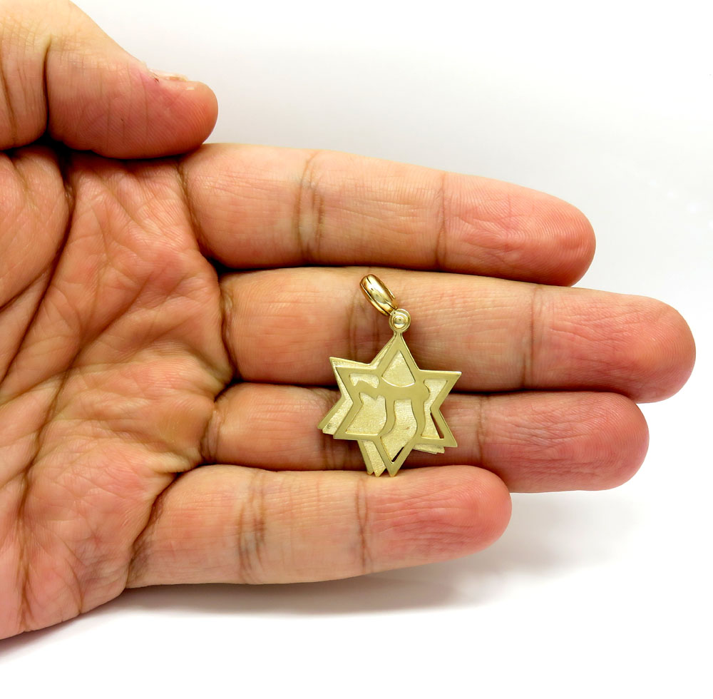 14k yellow gold three in one jewish star of david pendant - Image 6