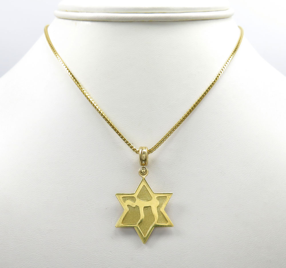 14k yellow gold three in one jewish star of david pendant - Image 7