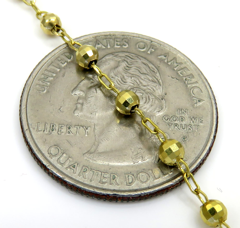 14k yellow gold disco bead super skinny rosary chain 26 inch 2.8mm