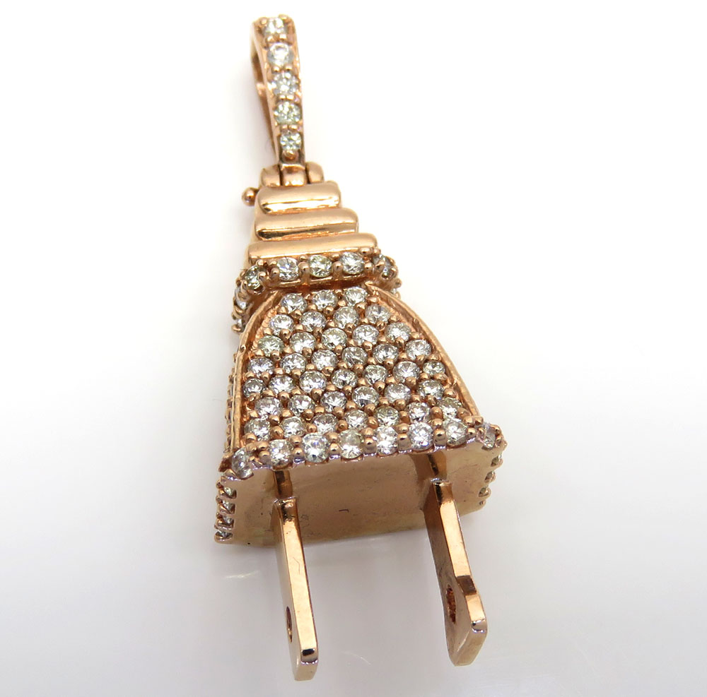 14k solid gold diamond medium plug pendant 1.50ct - Image 2