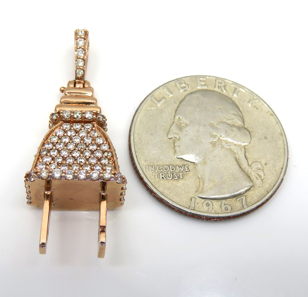 14k solid gold diamond medium plug pendant 1.50ct