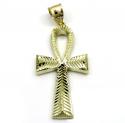 10k yellow gold large diamond cut fancy ankh cross 