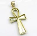 10k yellow gold large diamond cut fancy ankh cross 