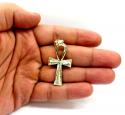 10k yellow gold large diamond cut fancy ankh cross 
