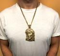 10k yellow gold xl jesus face solid back pendant .50ct