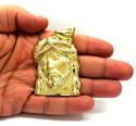 10k yellow gold large jesus face solid back pendant .45ct