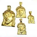 10k yellow gold large jesus face solid back pendant .45ct