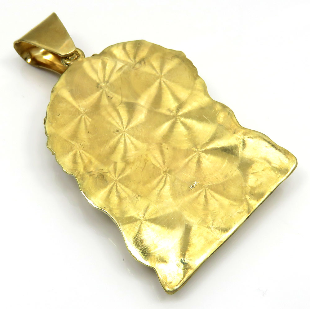 10k yellow gold medium jesus face solid back pendant .40ct