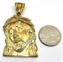 10k yellow gold medium jesus face solid back pendant .40ct