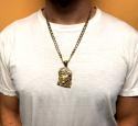 10k yellow gold medium jesus face solid back pendant .40ct
